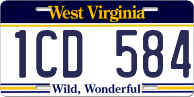 WV license plate 1CD584