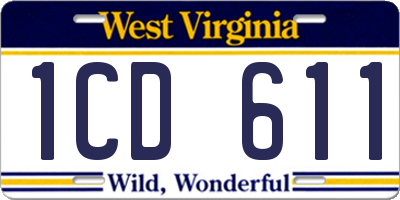 WV license plate 1CD611