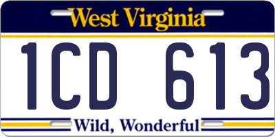 WV license plate 1CD613