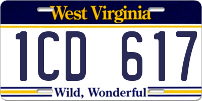 WV license plate 1CD617