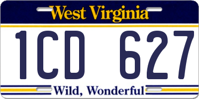 WV license plate 1CD627