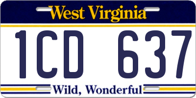 WV license plate 1CD637