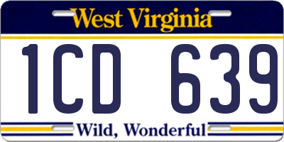 WV license plate 1CD639