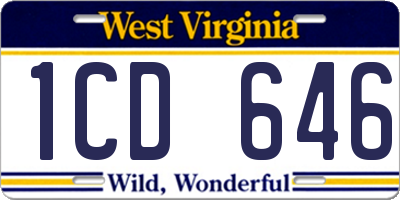 WV license plate 1CD646