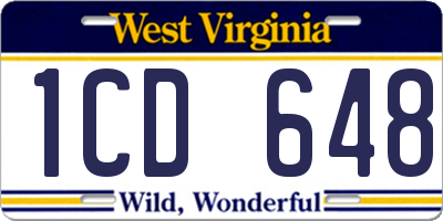 WV license plate 1CD648