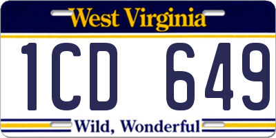 WV license plate 1CD649