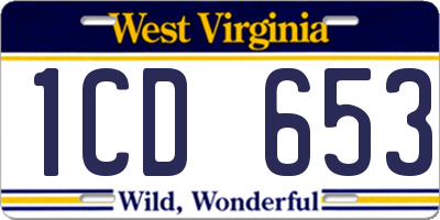 WV license plate 1CD653