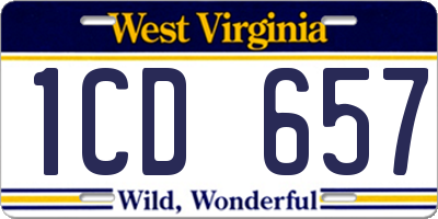 WV license plate 1CD657