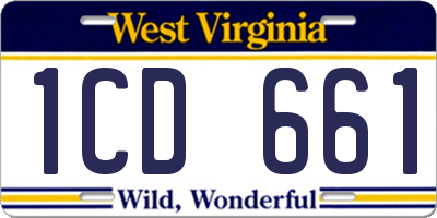 WV license plate 1CD661