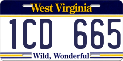 WV license plate 1CD665