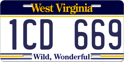 WV license plate 1CD669