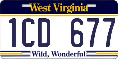 WV license plate 1CD677
