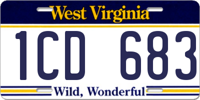 WV license plate 1CD683
