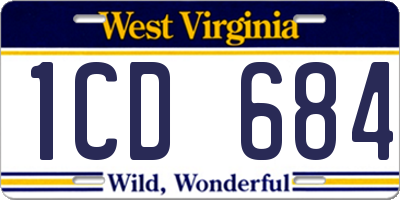 WV license plate 1CD684