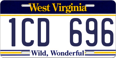 WV license plate 1CD696