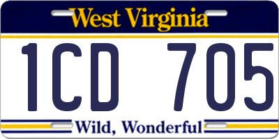 WV license plate 1CD705