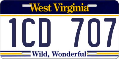 WV license plate 1CD707