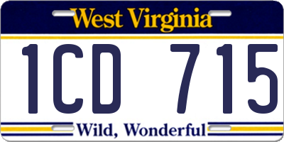 WV license plate 1CD715