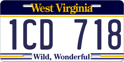 WV license plate 1CD718