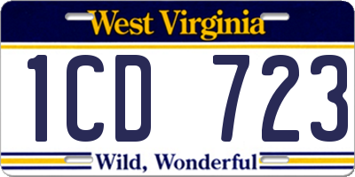 WV license plate 1CD723