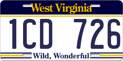 WV license plate 1CD726