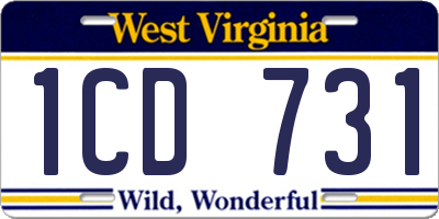 WV license plate 1CD731