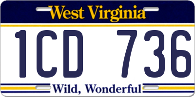 WV license plate 1CD736
