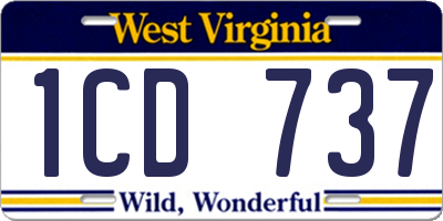 WV license plate 1CD737