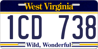 WV license plate 1CD738