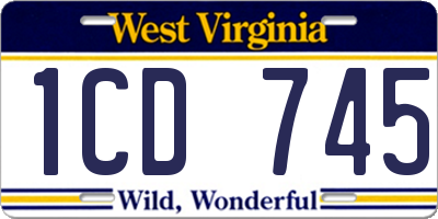 WV license plate 1CD745