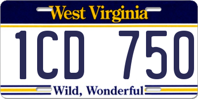 WV license plate 1CD750