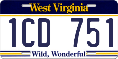 WV license plate 1CD751