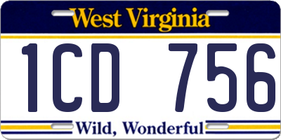WV license plate 1CD756