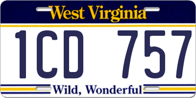 WV license plate 1CD757