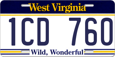 WV license plate 1CD760