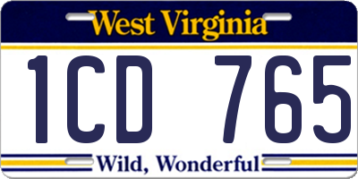 WV license plate 1CD765