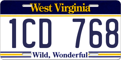 WV license plate 1CD768