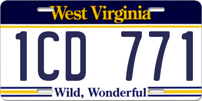 WV license plate 1CD771