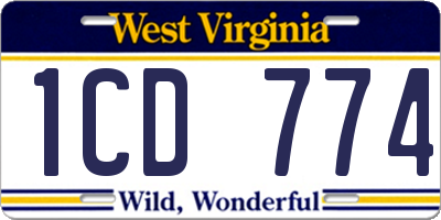 WV license plate 1CD774