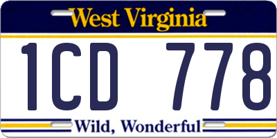 WV license plate 1CD778