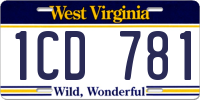 WV license plate 1CD781