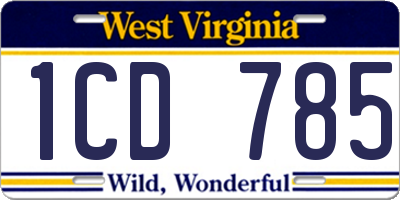 WV license plate 1CD785