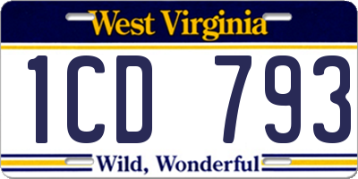 WV license plate 1CD793