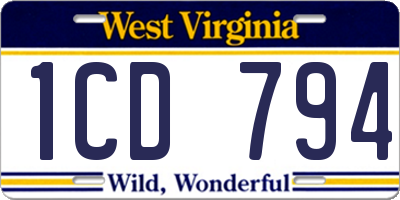 WV license plate 1CD794