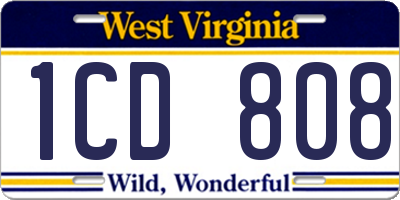 WV license plate 1CD808