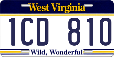 WV license plate 1CD810