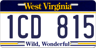 WV license plate 1CD815