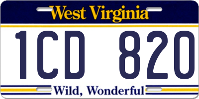 WV license plate 1CD820