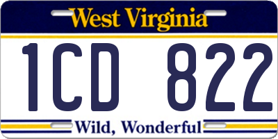 WV license plate 1CD822