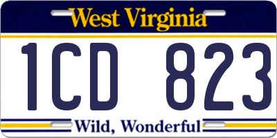 WV license plate 1CD823